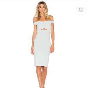 Ice blue fitted midi dress
